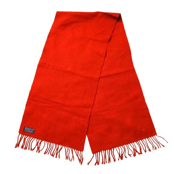 Luxury Vintage Red Cashmere Burberry Scarf Embroidered Logo Fall Winter Scarves - Picture 1 of 5